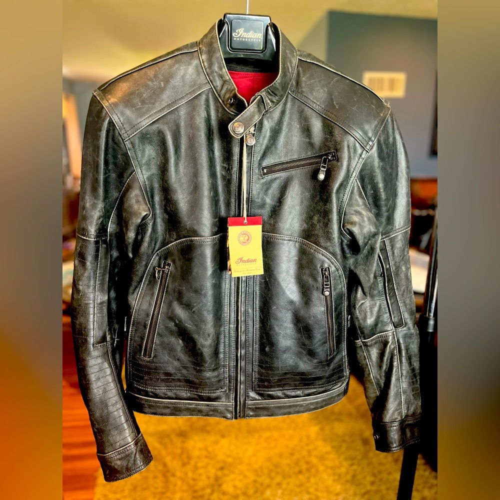 NEW - INDIAN Leather Motorcycle Jacket - Phoenix Insulated Jacket w/liner - SM